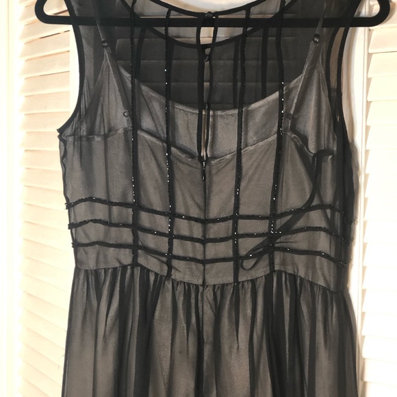 Calvin Klein Cocktail Dress Black Silk w/ Sequin Accents size 8 - Picture 3 of 8